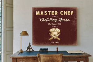 Personalized Master Chef Sign, Yes, Chef, Oxblood & Gold, image 2