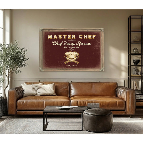 Personalized Master Chef Sign, Yes, Chef, Oxblood & Gold, image 3