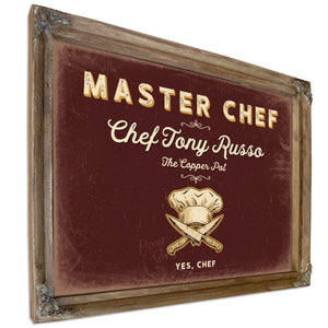 Personalized Master Chef Sign, Yes, Chef, Oxblood & Gold, image 6