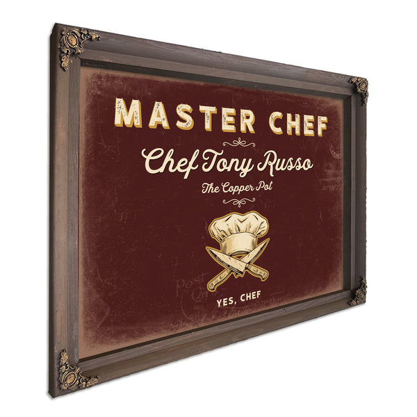 Personalized Master Chef Sign, Yes, Chef, Oxblood & Gold, image 7