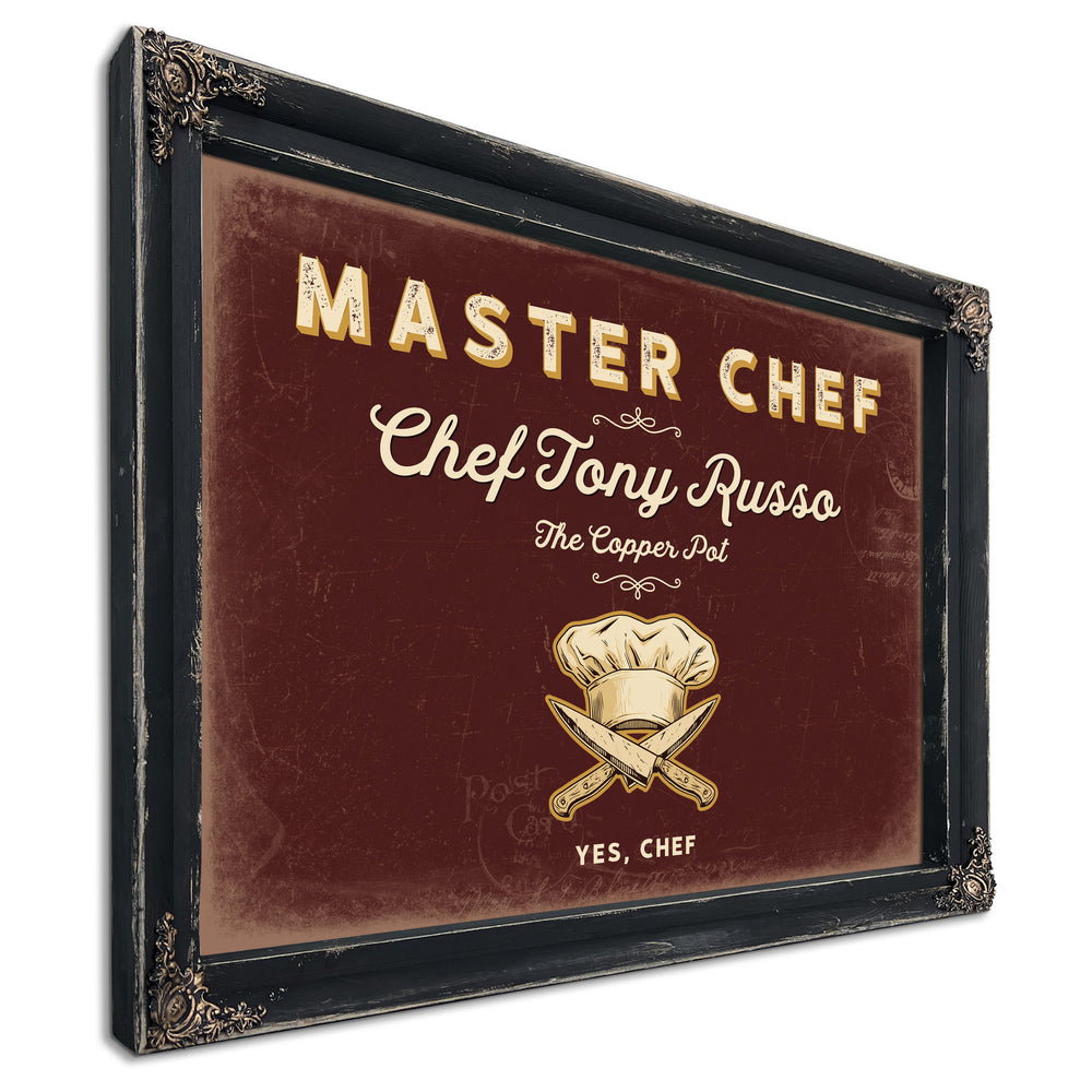 Personalized Master Chef Sign, Yes, Chef, Oxblood & Gold, image 1