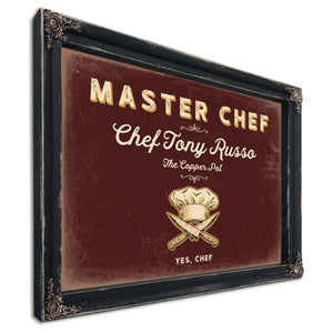 Personalized Master Chef Sign, Yes, Chef, Oxblood & Gold, image 1