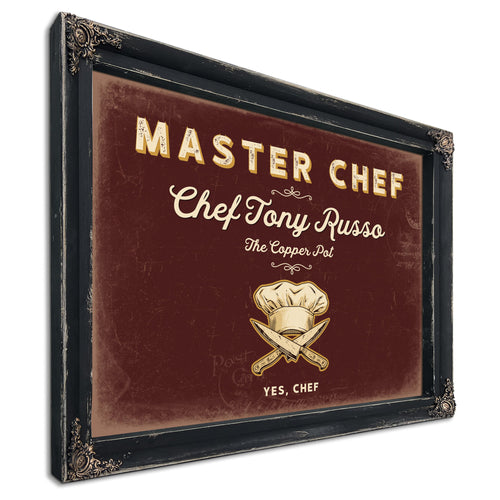 Personalized Master Chef Sign, Yes, Chef, Oxblood & Gold, image 1