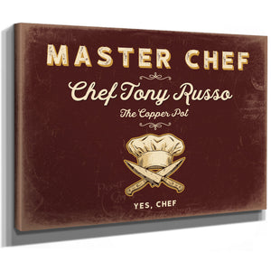 Personalized Master Chef Sign, Yes, Chef, Oxblood & Gold, image 8