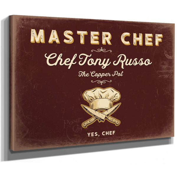 Personalized Master Chef Sign, Yes, Chef, Oxblood & Gold, image 8