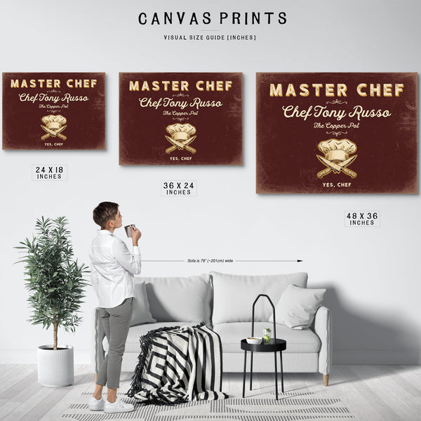 Personalized Master Chef Sign, Yes, Chef, Oxblood & Gold, image 10