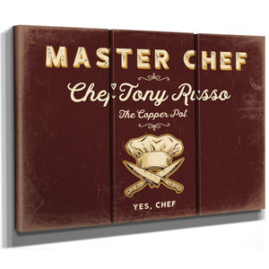 Personalized Master Chef Sign, Yes, Chef, Oxblood & Gold, image 14
