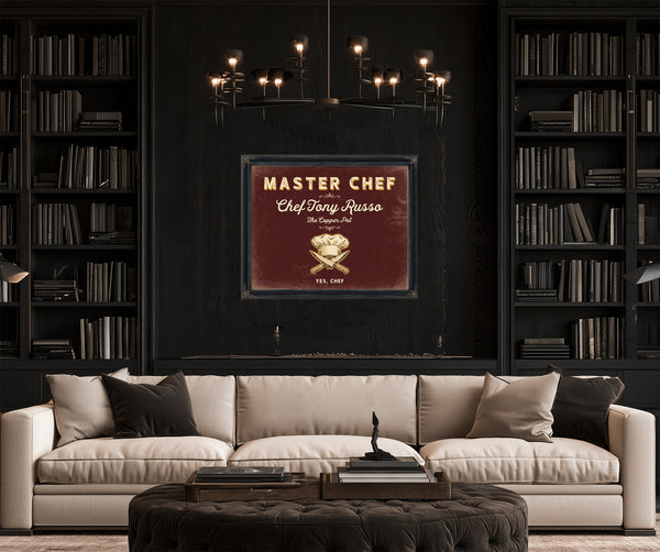 Personalized Master Chef Sign, Yes, Chef, Oxblood & Gold, image 16