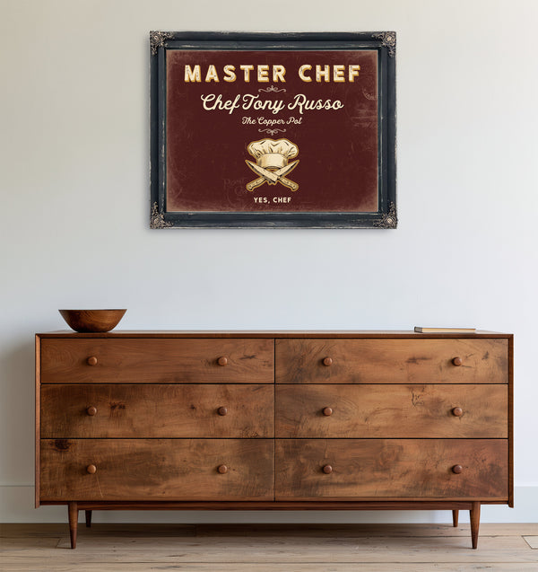 Personalized Master Chef Sign, Yes, Chef, Oxblood & Gold, image 19