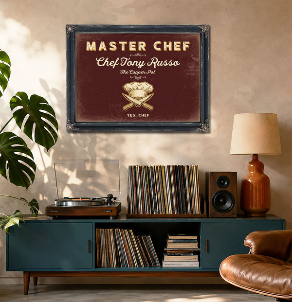 Personalized Master Chef Sign, Yes, Chef, Oxblood & Gold, image 20