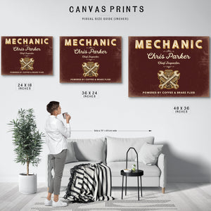 Personalized Mechanic Sign, Powered by Coffee & Brake Fluid, Oxblood & Gold, image 10