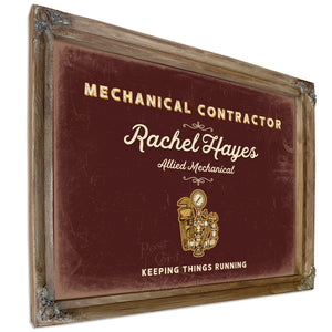Personalized Mechanical Contractor Sign, Keeping Things Running, Oxblood & Gold, image 6