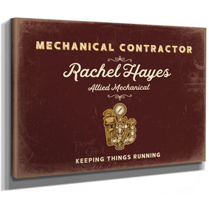 Personalized Mechanical Contractor Sign, Keeping Things Running, Oxblood & Gold, image 8