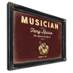 Personalized Musician Sign, Turn It Up, Oxblood & Gold, image 1