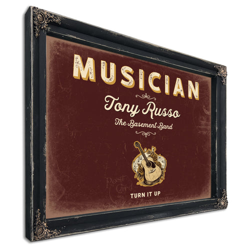 Personalized Musician Sign, Turn It Up, Oxblood & Gold, image 1