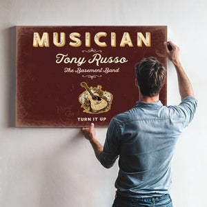 Personalized Musician Sign, Turn It Up, Oxblood & Gold, image 9