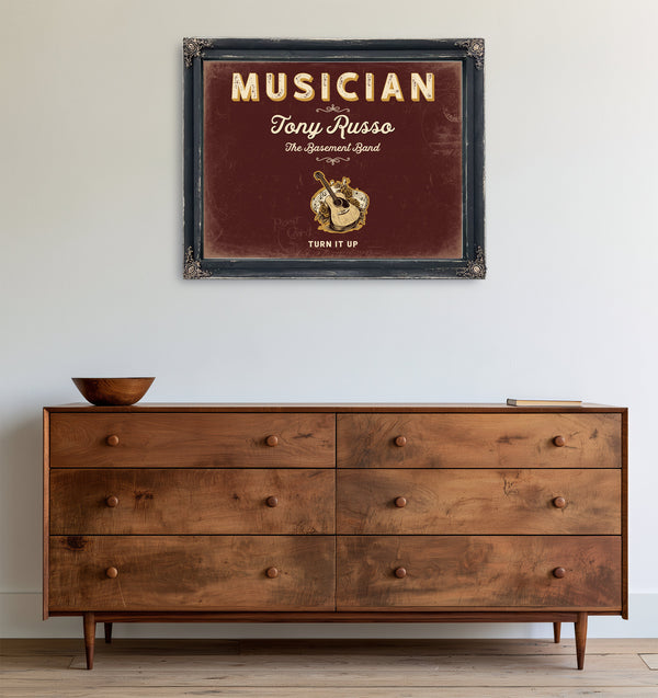 Personalized Musician Sign, Turn It Up, Oxblood & Gold, image 19