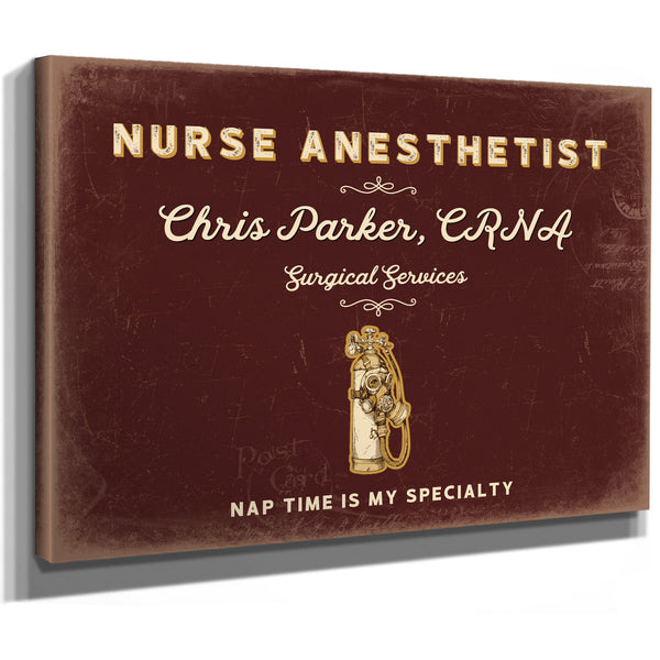 Personalized Nurse Anesthetist Sign, Nap Time Is My Specialty, Oxblood & Gold, image 8