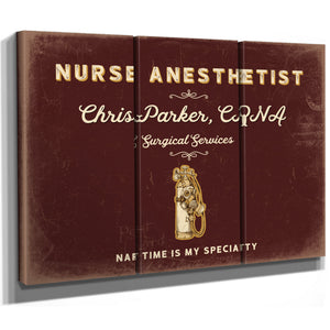 Personalized Nurse Anesthetist Sign, Nap Time Is My Specialty, Oxblood & Gold, image 14