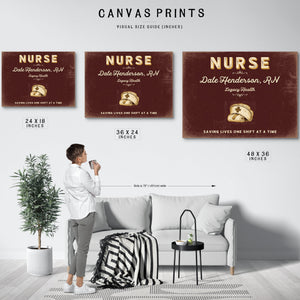Personalized Nurse Sign, Saving Lives One Shift at a Time, Oxblood & Gold, image 10