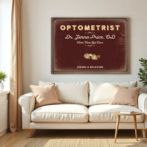 Personalized Optometrist Sign, Seeing Is Believing, Oxblood & Gold, image 5