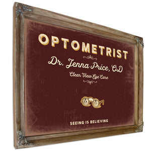 Personalized Optometrist Sign, Seeing Is Believing, Oxblood & Gold, image 6