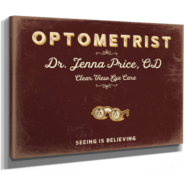 Personalized Optometrist Sign, Seeing Is Believing, Oxblood & Gold, image 8
