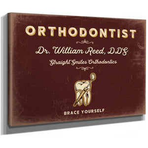 Personalized Orthodontist Sign, Brace Yourself, Oxblood & Gold, image 8