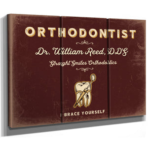 Personalized Orthodontist Sign, Brace Yourself, Oxblood & Gold, image 14