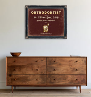 Personalized Orthodontist Sign, Brace Yourself, Oxblood & Gold, image 19