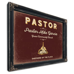 Personalized Pastor Sign, Shepherd of the Flock, Oxblood & Gold, image 1