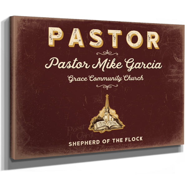 Personalized Pastor Sign, Shepherd of the Flock, Oxblood & Gold, image 8