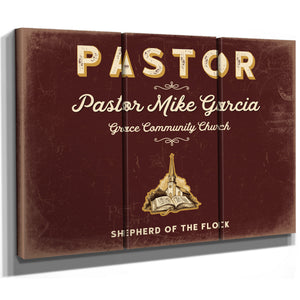 Personalized Pastor Sign, Shepherd of the Flock, Oxblood & Gold, image 14