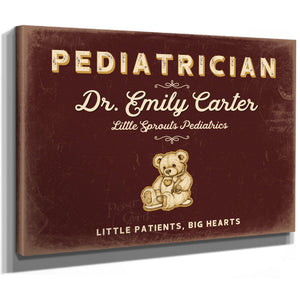 Personalized Pediatrician Sign, Little Patients, Big Hearts, Oxblood & Gold, image 8