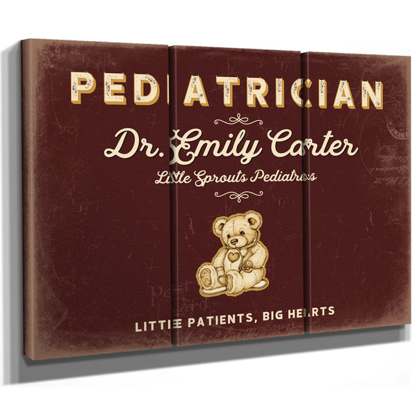 Personalized Pediatrician Sign, Little Patients, Big Hearts, Oxblood & Gold, image 14