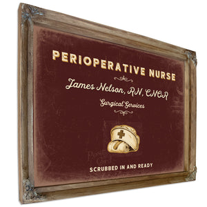 Personalized Perioperative Nurse Sign, Scrubbed In and Ready, Oxblood & Gold, image 6