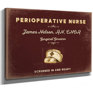 Personalized Perioperative Nurse Sign, Scrubbed In and Ready, Oxblood & Gold, image 8