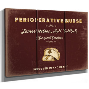 Personalized Perioperative Nurse Sign, Scrubbed In and Ready, Oxblood & Gold, image 14