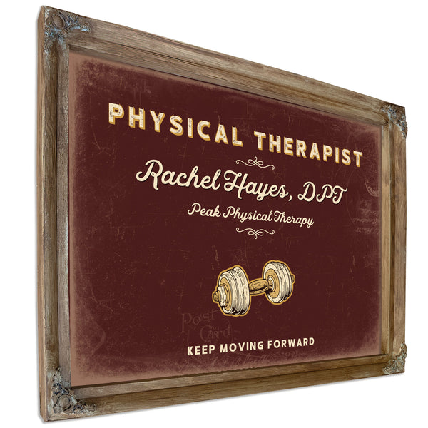 Personalized Physical Therapist Sign, Keep Moving Forward, Oxblood & Gold, image 6