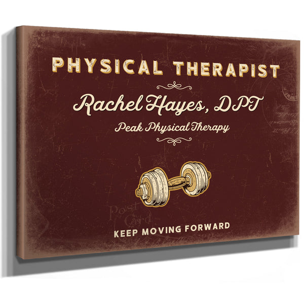 Personalized Physical Therapist Sign, Keep Moving Forward, Oxblood & Gold, image 8