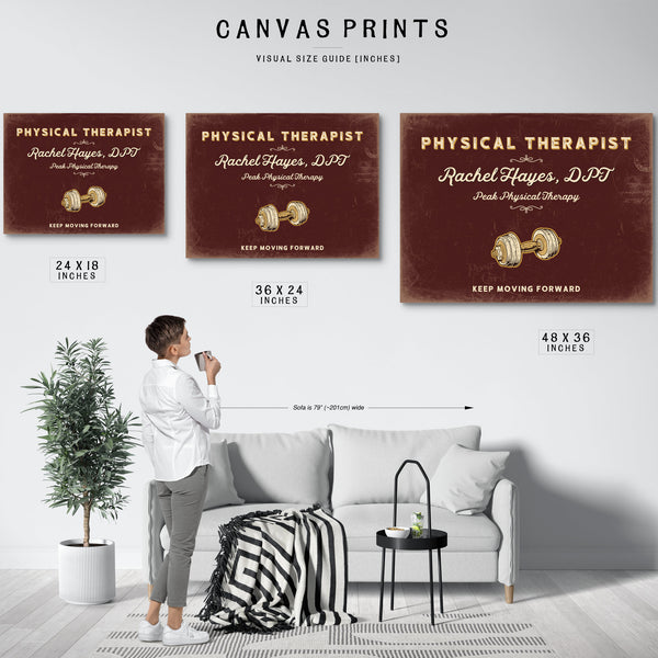 Personalized Physical Therapist Sign, Keep Moving Forward, Oxblood & Gold, image 10