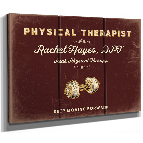 Personalized Physical Therapist Sign, Keep Moving Forward, Oxblood & Gold, image 14