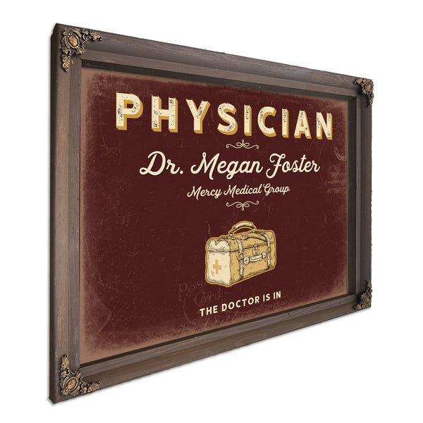Personalized Physician Sign, The Doctor Is In, Oxblood & Gold, image 7