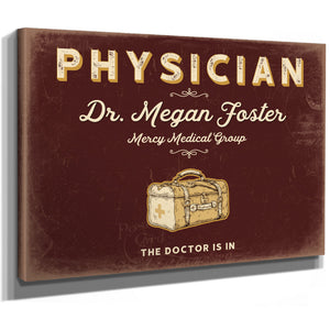Personalized Physician Sign, The Doctor Is In, Oxblood & Gold, image 8