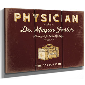 Personalized Physician Sign, The Doctor Is In, Oxblood & Gold, image 14
