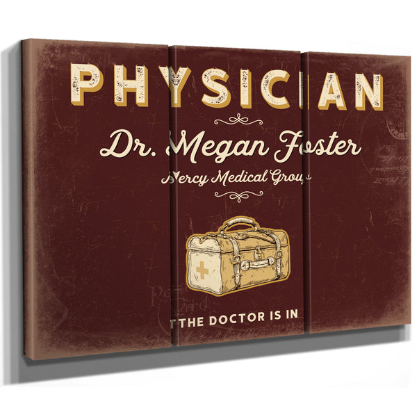 Personalized Physician Sign, The Doctor Is In, Oxblood & Gold, image 14