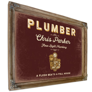 Personalized Plumber Sign, A Flush Beats a Full House, Oxblood & Gold, image 6