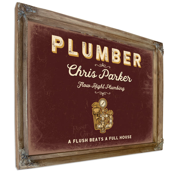 Personalized Plumber Sign, A Flush Beats a Full House, Oxblood & Gold, image 6