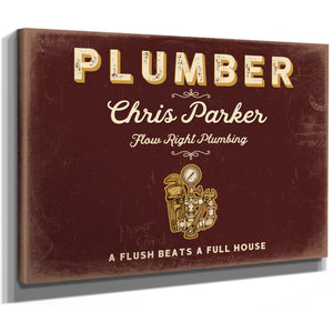 Personalized Plumber Sign, A Flush Beats a Full House, Oxblood & Gold, image 8