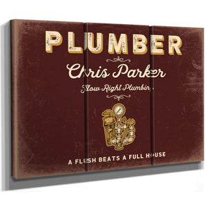 Personalized Plumber Sign, A Flush Beats a Full House, Oxblood & Gold, image 14